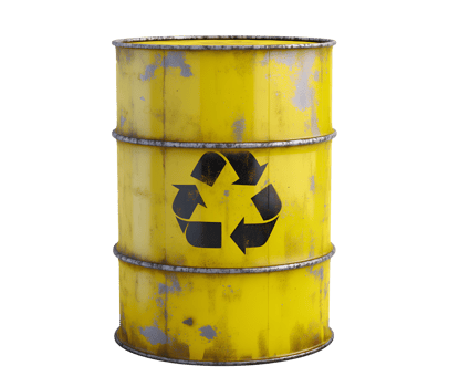 yellow radioactive waste barrel isolated png