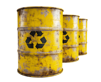 yellow radioactive waste barrel isolated png