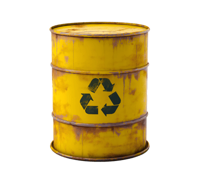yellow radioactive waste barrel isolated png
