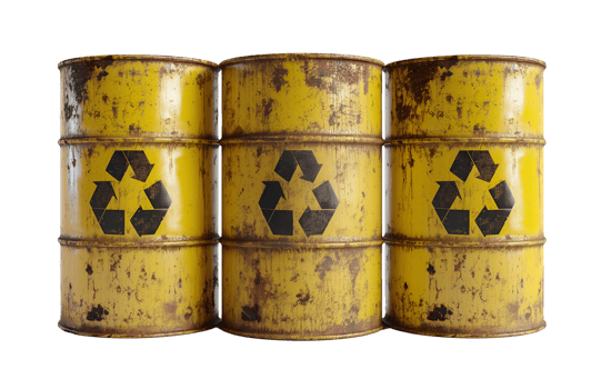 yellow radioactive waste barrel isolated png