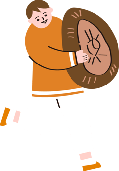 a boy hold a mushroom png
