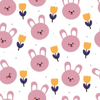 seamless pattern cartoon bunny and flower. cute animal wallpaper for textile, gift wrap paper vector