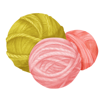 An arrangement of three vibrant skeins of wool or cotton yarn, accompanied by knitting accessories. for crafting blogs, knitting tutorials, or DIY-themed designs. Watercolor illustration png