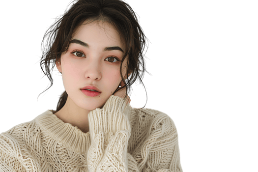 Portrait woman new normal lifestyle fashion concept on isolated transparent background png
