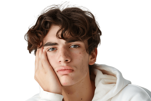 young male holding her cheek with hand, suffering from bad tooth ache on isolated transparent background png
