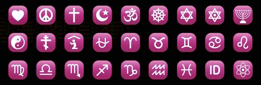 Zodiac horoscope signs illustrations. Set of simple Zodiac Signs symbols emoji. The isolated gradient purple astrological sign emoji collection vector