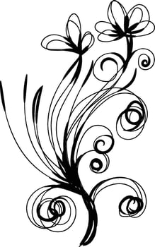 Hand drawn flat design simple flower outline vector