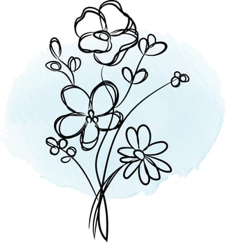 Hand drawn flat design simple flower outline vector