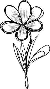 Hand drawn flat design simple flower outline vector