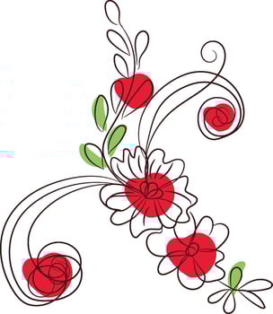 Hand drawn flat design simple flower outline vector