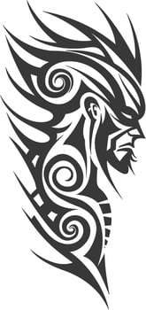 Silhouette abstract tribal art black color only vector