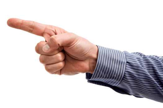 A hand pointing isolated on translucent background. AI-generated png