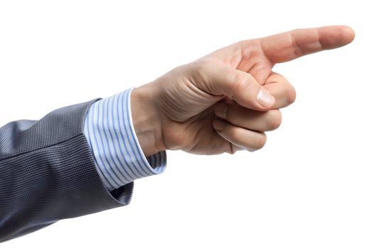 A hand pointing isolated on translucent background. AI-generated png
