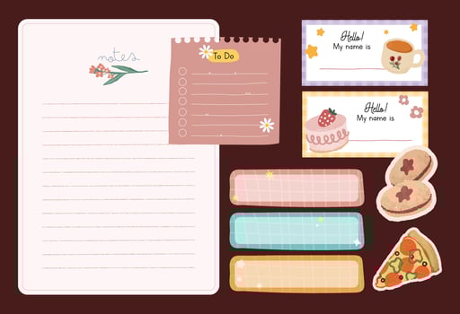 cute pastel color journaling notes sticker label collection vector
