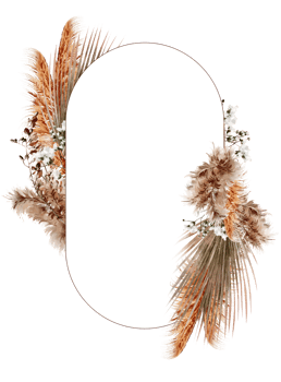 Watercolor card with pampass and herbs. Illustration png