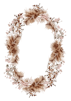 Watercolor card with pampass and herbs. Illustration png