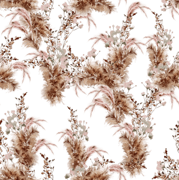 Watercolor seamless pattern with pampass and herbs. Illustration png