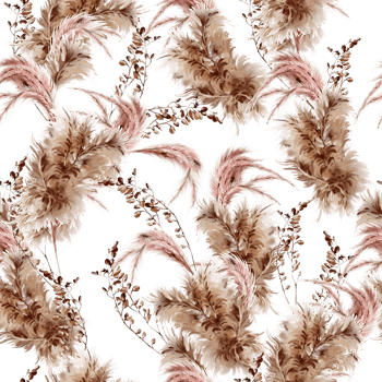 Watercolor seamless pattern with pampass and herbs. Illustration png