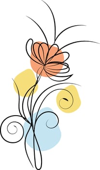 Hand drawn flat design simple flower outline vector