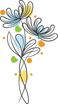 Hand drawn flat design simple flower outline vector
