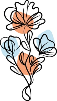 Hand drawn flat design simple flower outline vector