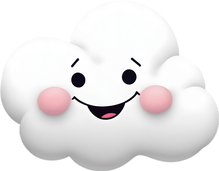 A fluffy cloud shaped like a face. AI-generated. png