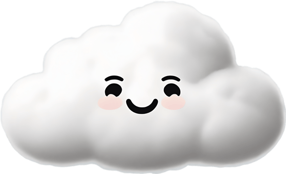 A fluffy cloud shaped like a face. AI-generated. png