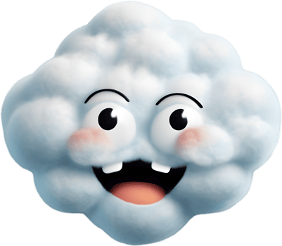 A fluffy cloud shaped like a face. AI-generated. png