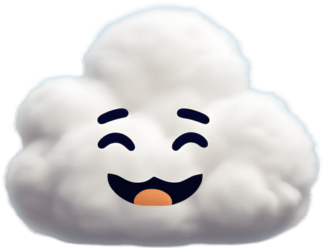 A fluffy cloud shaped like a face. AI-generated. png