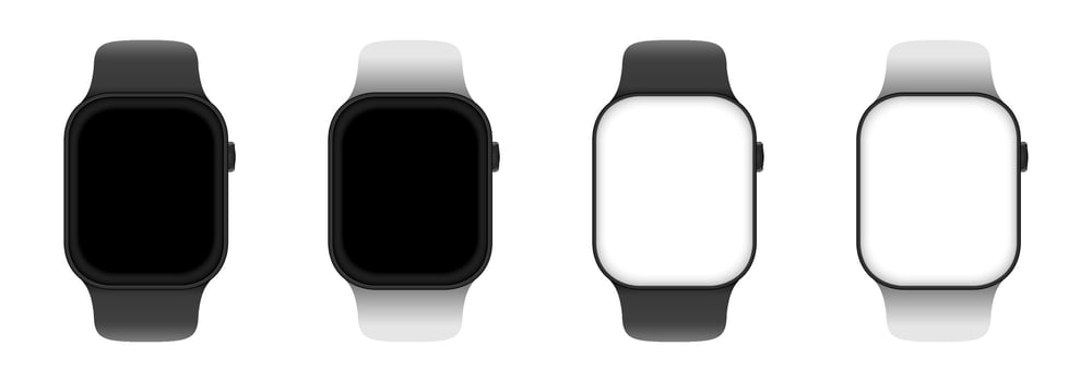 Smart watch device templates. Realistic smart watch illustration. Smart watch hand wearable accessory. vector