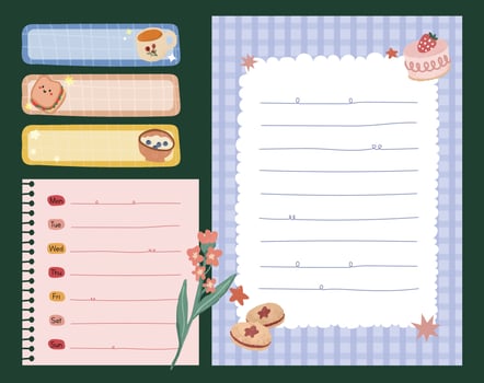 cute pastel color journaling notes sticker label collection vector