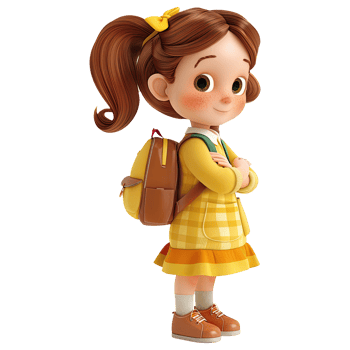 Cute cartoon girl student isolated on transparent background. png
