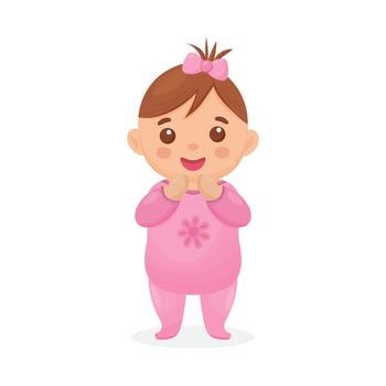 Cute cartoon baby girl isolated on a white background. vector