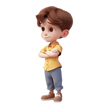 Cute cartoon boy student isolated on transparent background. png