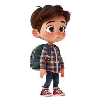 Cute cartoon boy student isolated on transparent background. png