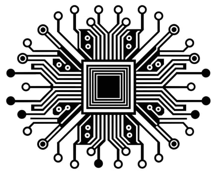 Black Processor icon isolated on black background vector