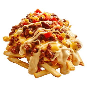 3D Rendering of a Chili Cheese Fries on Transparent Background png