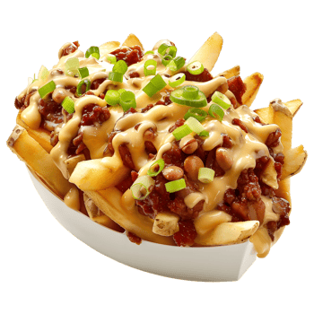 3D Rendering of a Chili Cheese Fries on Transparent Background png