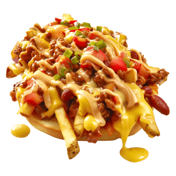 3D Rendering of a Chili Cheese Fries on Transparent Background png
