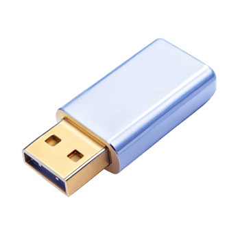 Blue USB Flash Drive Angled on a Transparent Background in Studio Lighting png