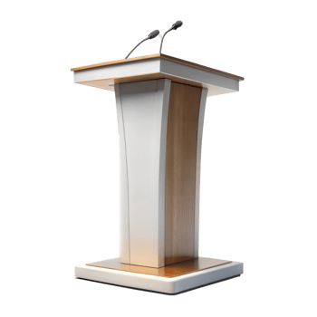 Modern Wooden Podium With Dual Microphones on a Transparent Background png