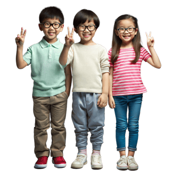 Three Smiling Children Posing for a Portrait in Casual Clothing png