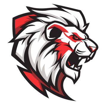 Fierce lion with a striking red streak png
