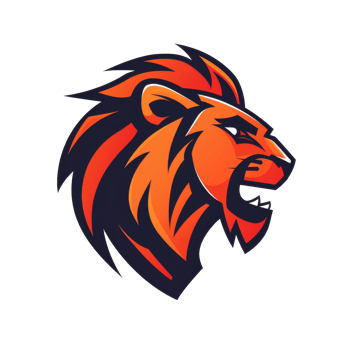Fiery lion emblem roaring with strength png