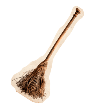 Cut out retro photo of halloween broomstick png