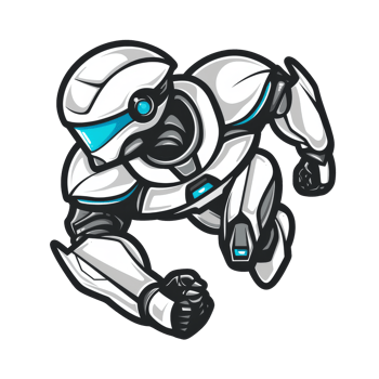 Futuristic robot sprinting into action png