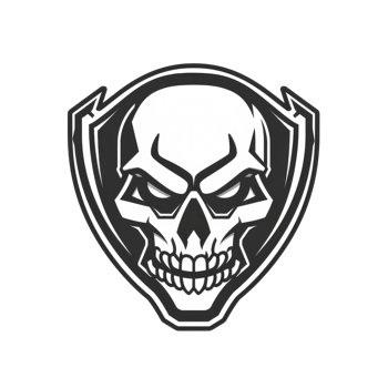 Stylized skull emblem with shield contour png