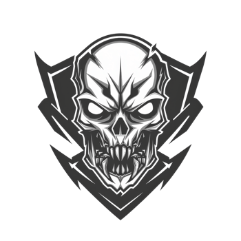Stylized skull emblem with sharp edges png