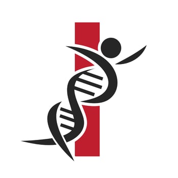 Letter I DNA Logo With Human Symbol. DNA Cell Icon. Health Care Sign vector