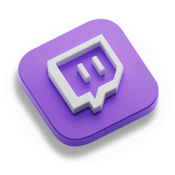 twitch streaming app 3d concept logo icon isometric with round corner square base in transparent background isolated png